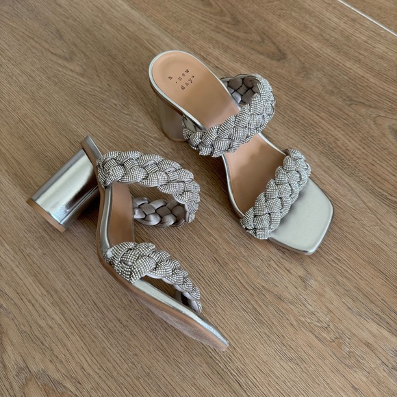 A New Day Braided Silver Heels - Picture 1 of 2